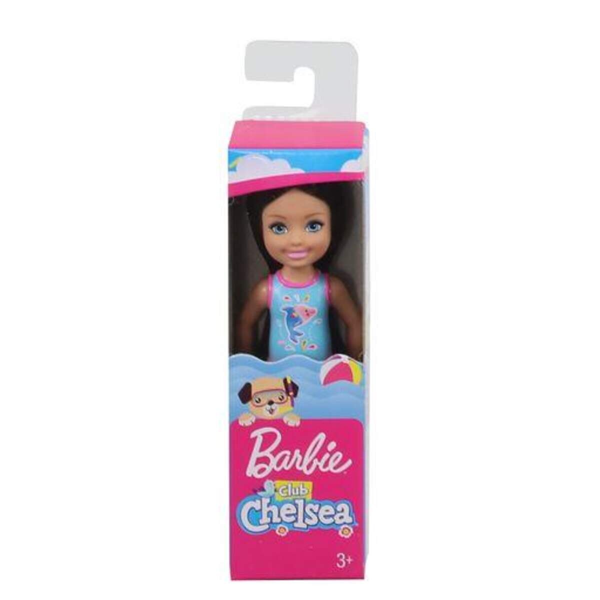 Barbie Chelsea Puppe im Badeanzug mit schwarzen Haaren