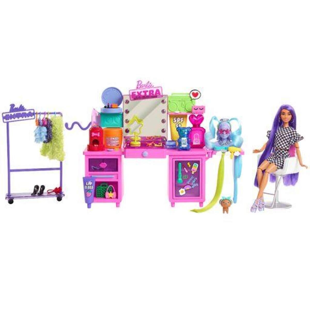 Barbie Extra Spielset mit Puppe, Hündchen und 45 Teilen Zubehör