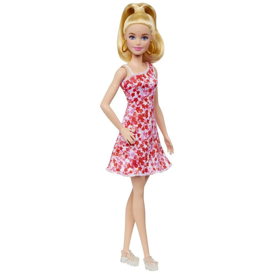 Barbie Fashionistas-Puppe mit blondem Pferdeschwanz und Blumenkleid