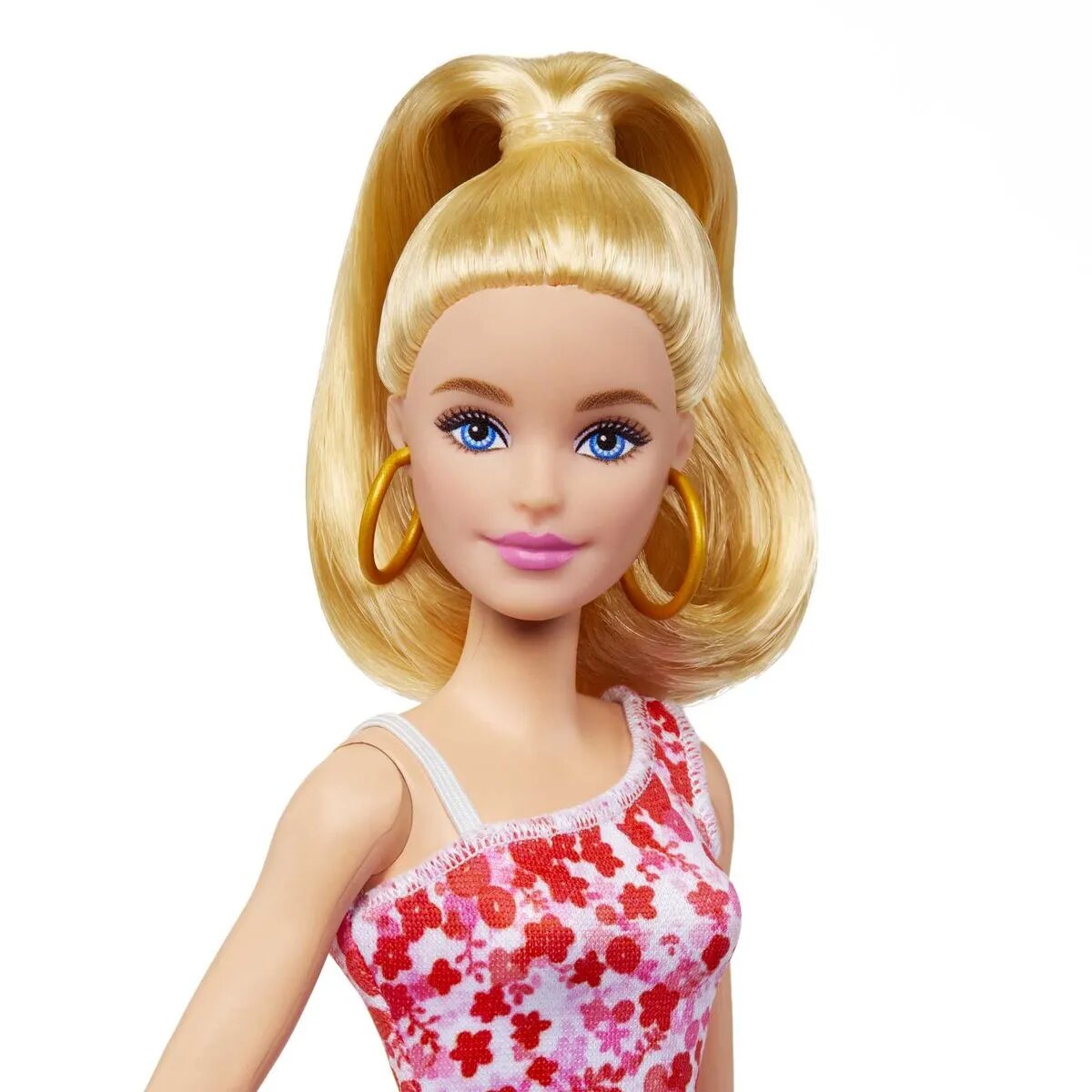 Barbie Fashionistas-Puppe mit blondem Pferdeschwanz und Blumenkleid