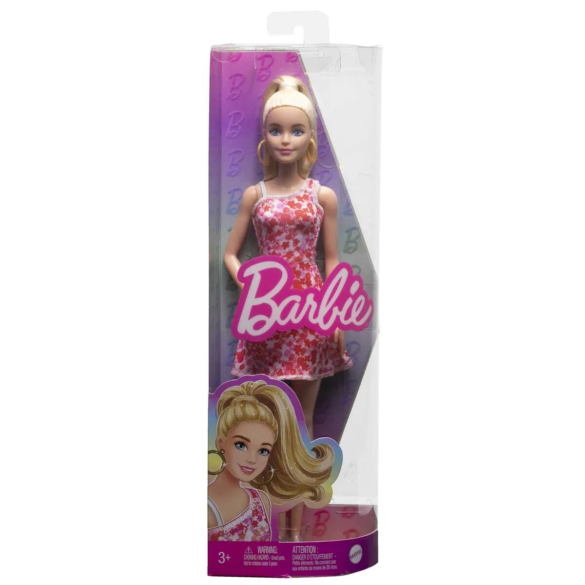 Barbie Fashionistas-Puppe mit blondem Pferdeschwanz und Blumenkleid