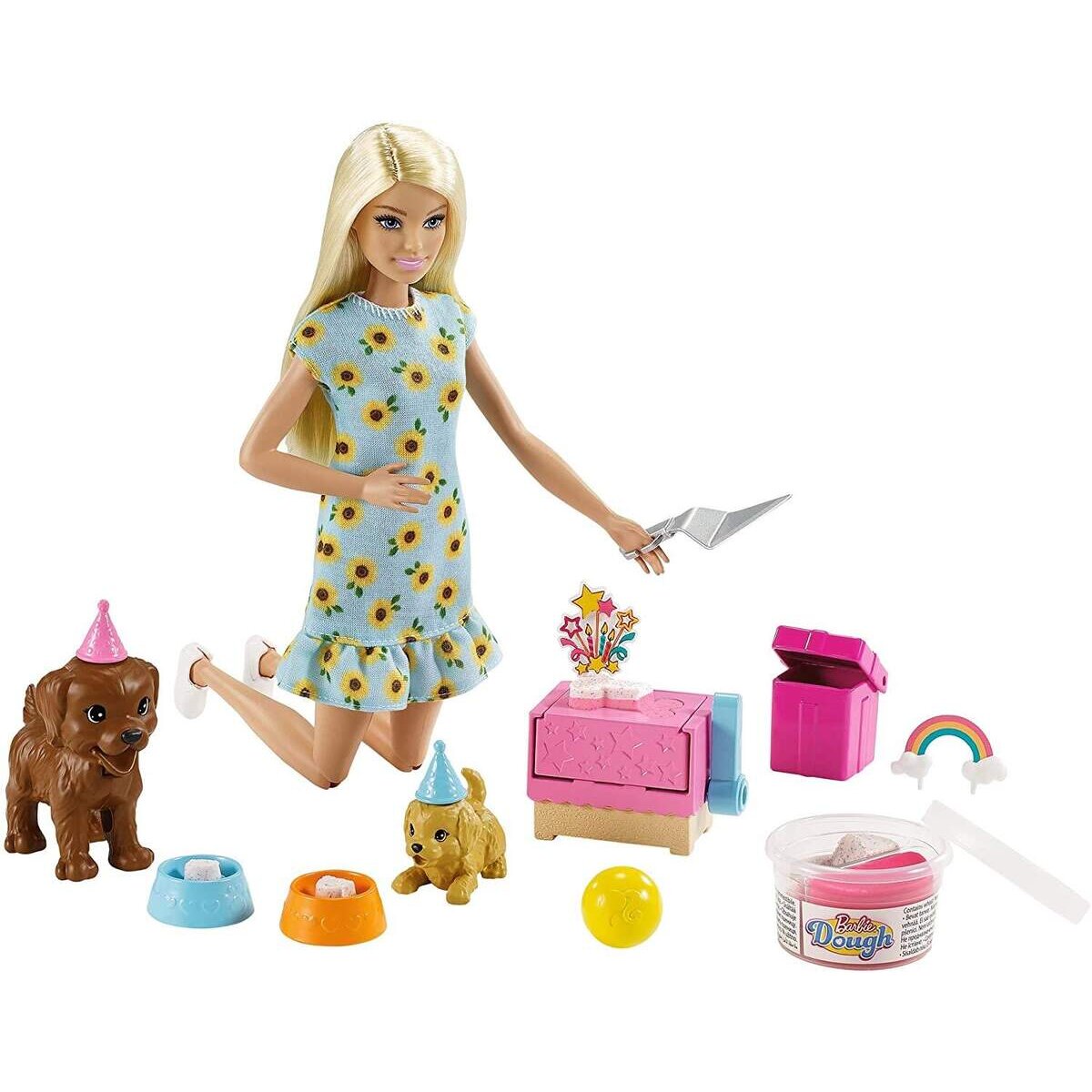 Barbie Hunde-Party-Spielset mit Puppe mit Spiel-Knete und Zubehör