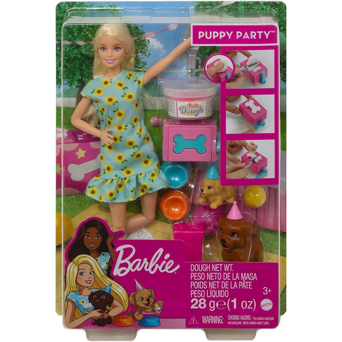 Barbie Hunde-Party-Spielset mit Puppe mit Spiel-Knete und Zubehör