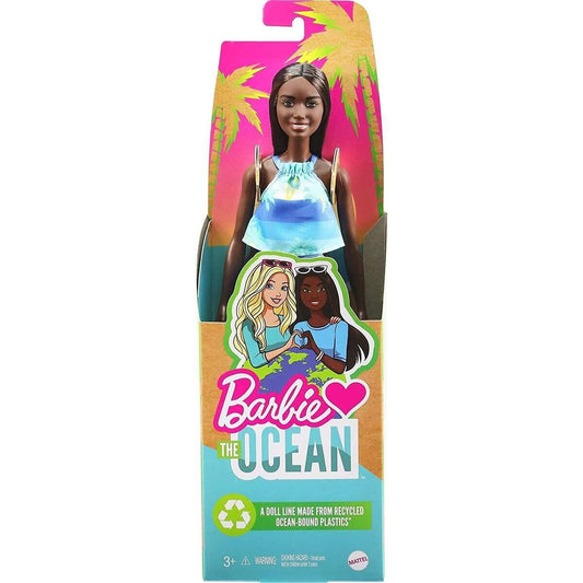 Barbie Loves the Ocean Puppe im Meeres-Print Rock & Top, aus recyceltem Kunststoff
