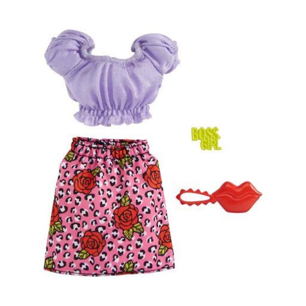 Barbie Moden-Sortiment mit Puppenkleidern, 1 Outfit & 2 Accessoires für Barbie Puppen, sortiert