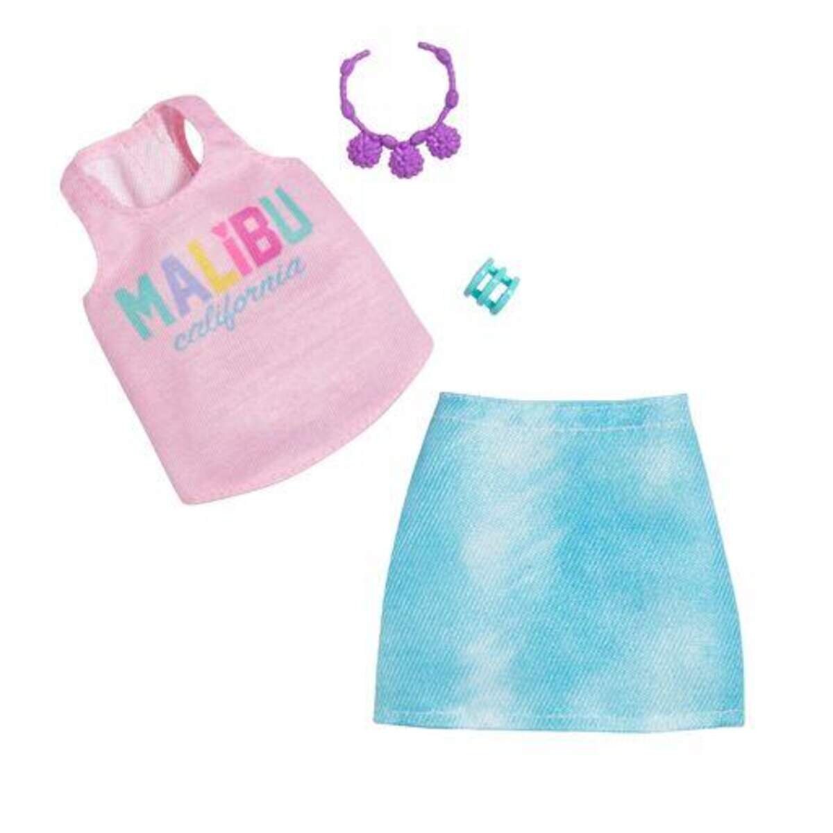 Barbie Moden-Sortiment mit Puppenkleidern, 1 Outfit & 2 Accessoires für Barbie Puppen, sortiert