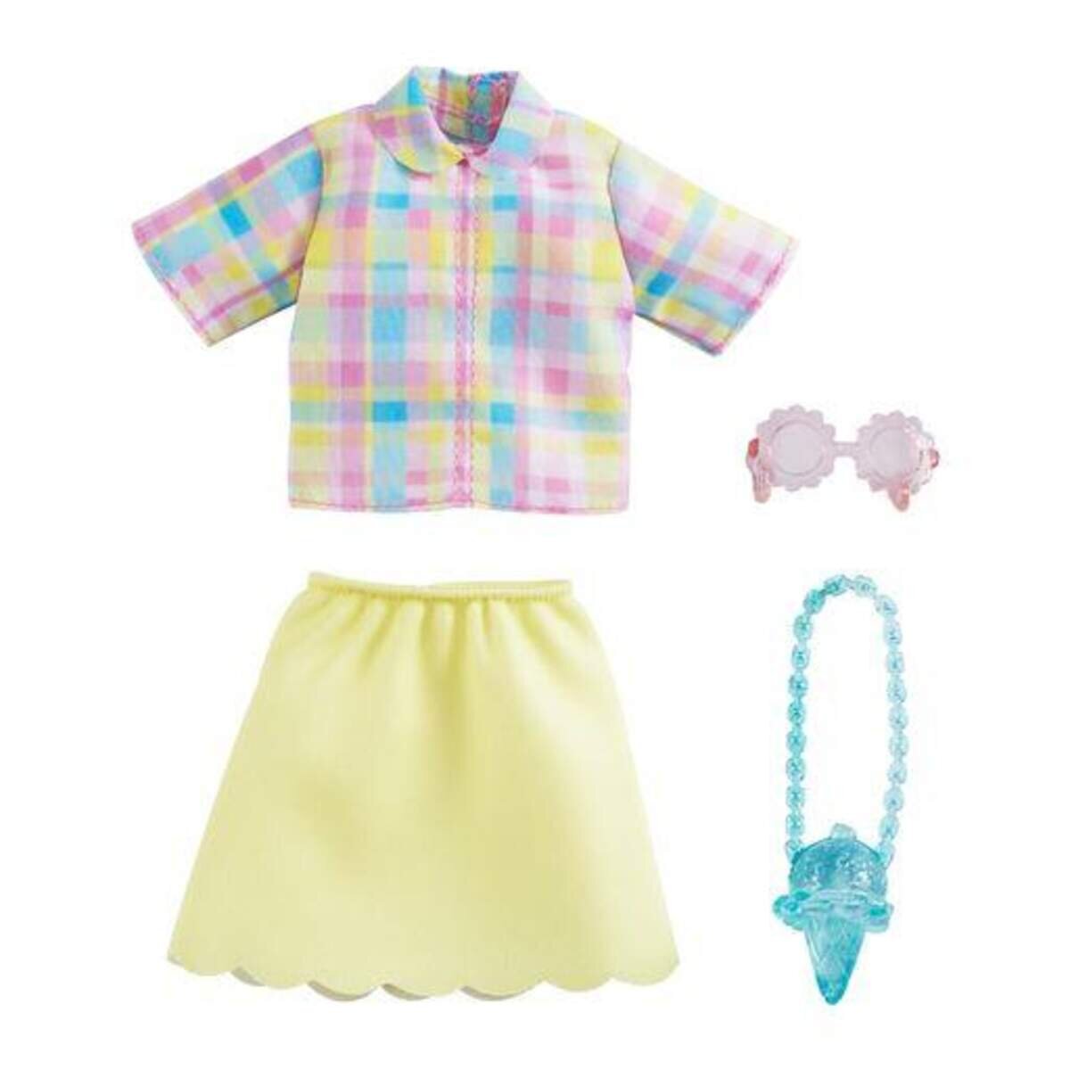 Barbie Moden-Sortiment mit Puppenkleidern, 1 Outfit & 2 Accessoires für Barbie Puppen, sortiert