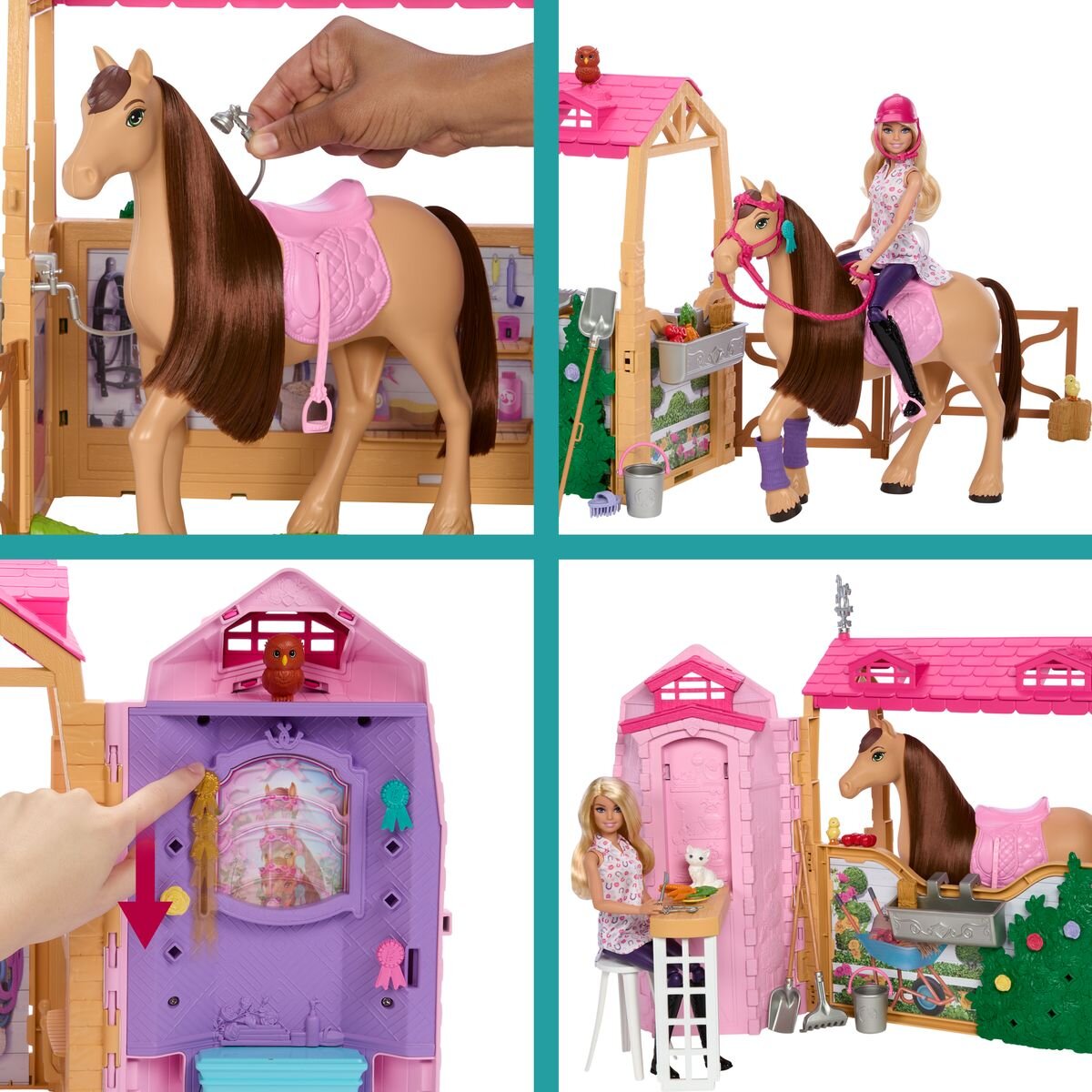 Barbie Mysteries: Das geheimnisvolle Pferdeabenteuer“ Pferdestall-Spielset mit Puppe, Spielzeugpferd und Zubehör, mehr als 25 Teile