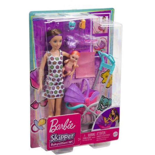 Barbie „Skipper Babysitters Inc.“-Puppe und Kinderwagen-Spielset