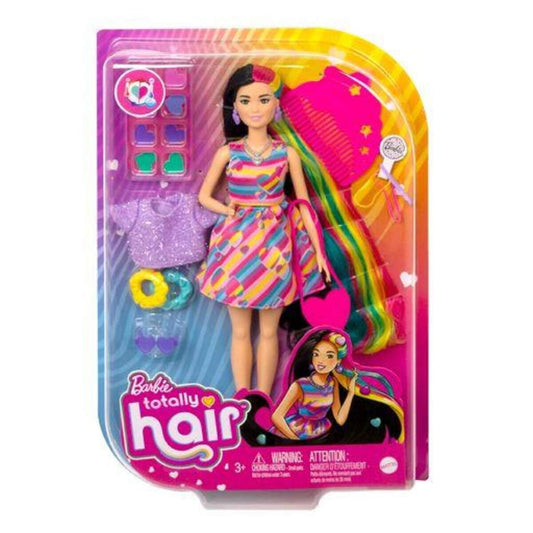 Barbie Totally Hair Puppe im Herzlook, Petite, 21,6 cm lange Haare, 15 Zubehörteile