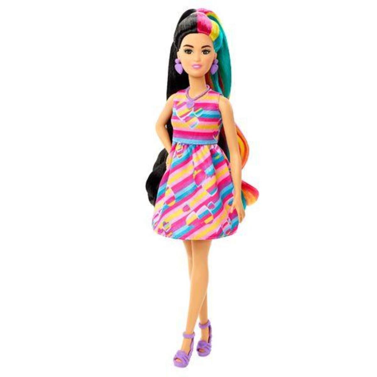 Barbie Totally Hair Puppe im Herzlook, Petite, 21,6 cm lange Haare, 15 Zubehörteile