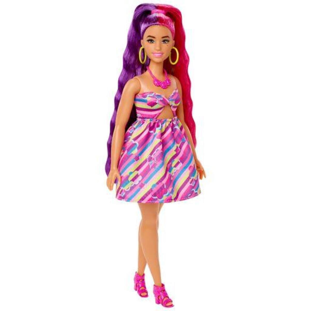 Barbie Totally Hair Puppe im Blumenlook, 21,6 cm langes Fantasiehaar, 15 Zubehörteile