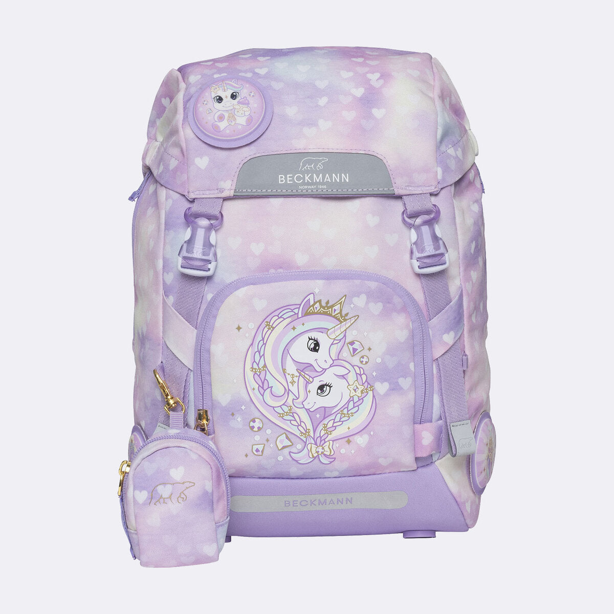 Beckmann Schulrucksack-Set Classic Unicorn Princess Purple, 6-teilig