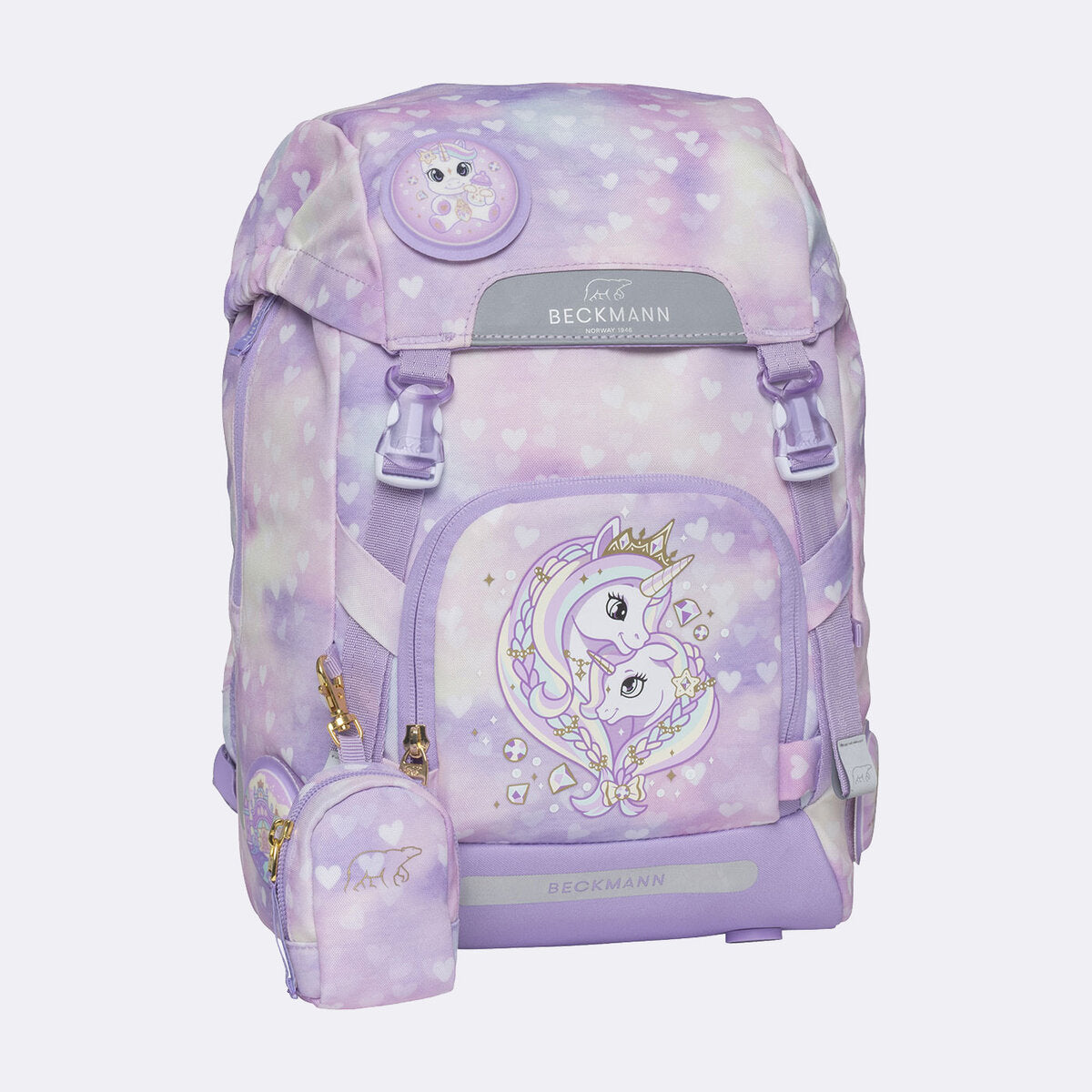 Beckmann Schulrucksack-Set Classic Unicorn Princess Purple, 6-teilig