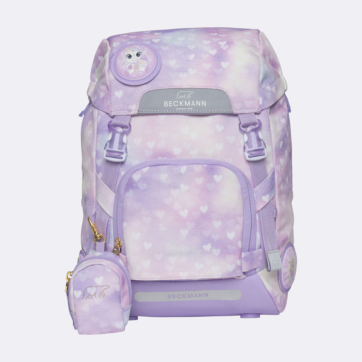 Beckmann Schulrucksack-Set Classic Unicorn Princess Purple, 6-teilig