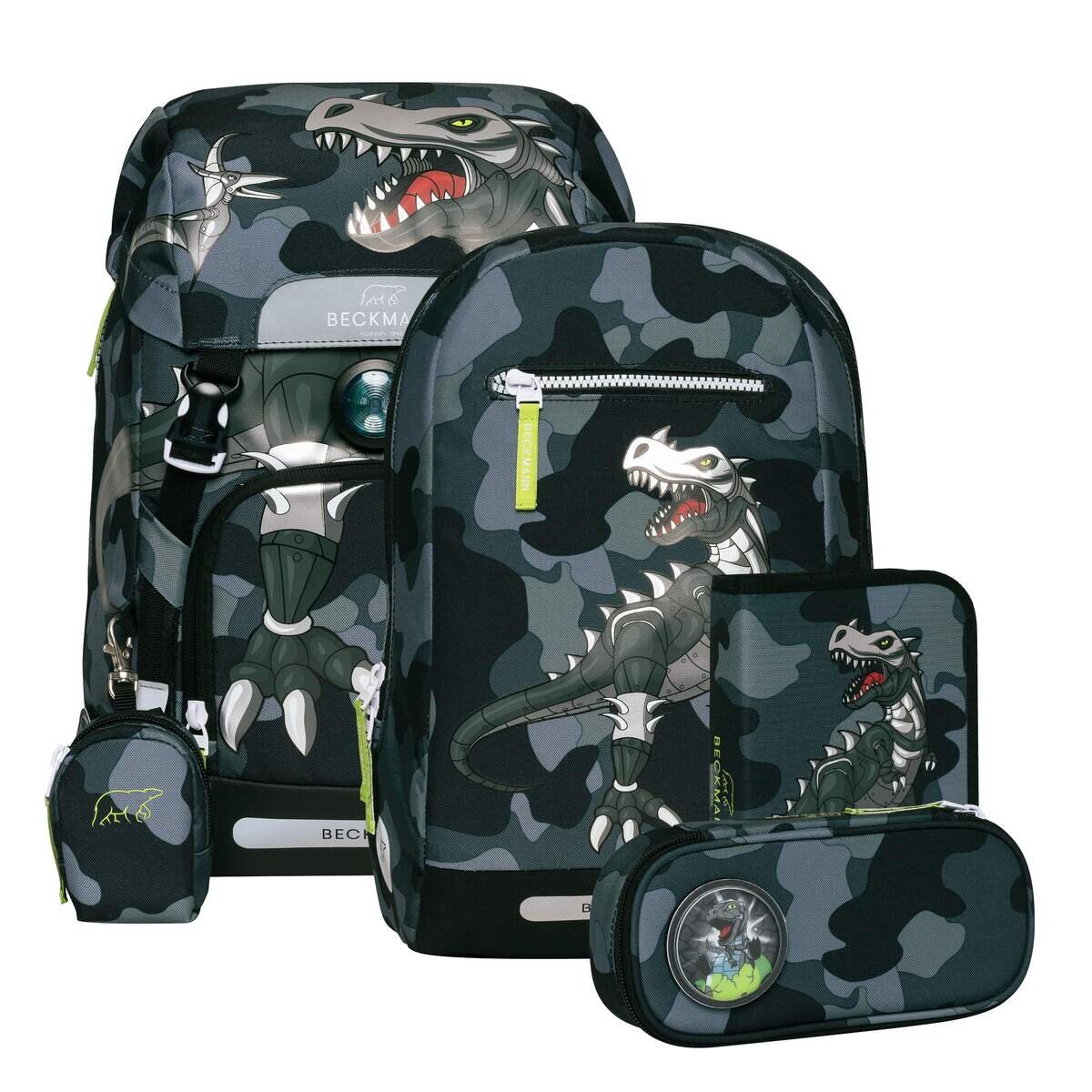 Beckmann Schulrucksackset Classic 22 Camo Rex, 6-teilig