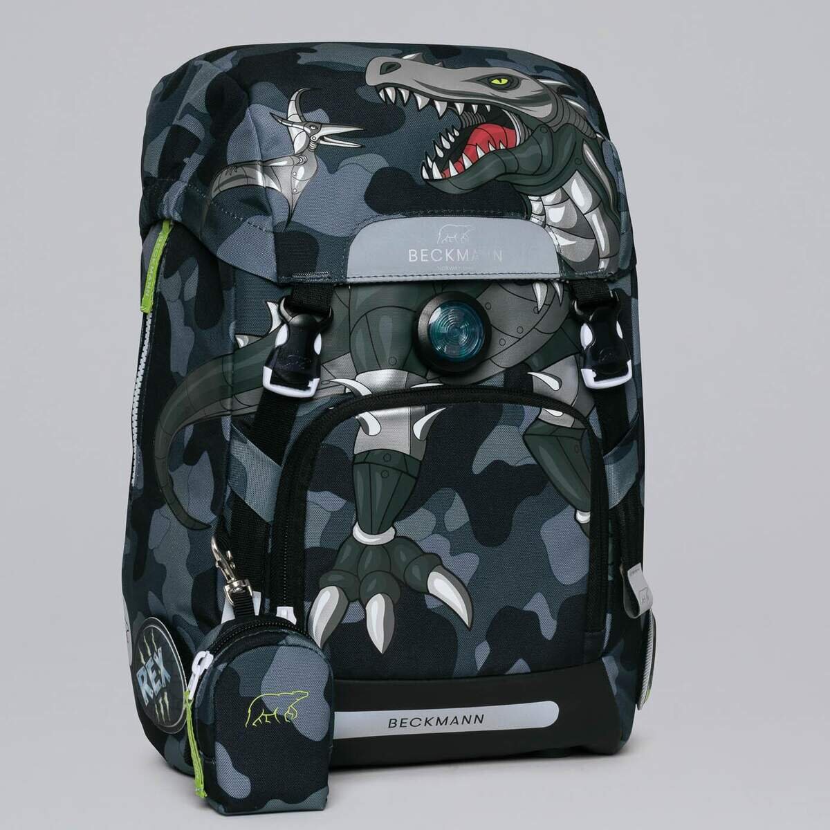 Beckmann Schulrucksackset Classic 22 Camo Rex, 6-teilig