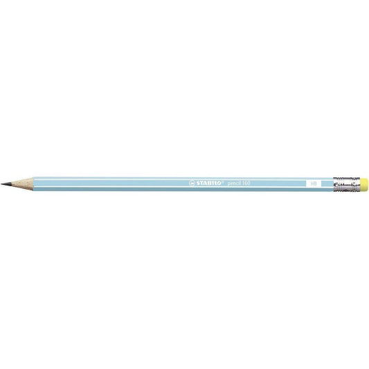 Bleistift mit Radiergummi - STABILO pencil 160 in blau - Einzelstift - Härtegrad HB