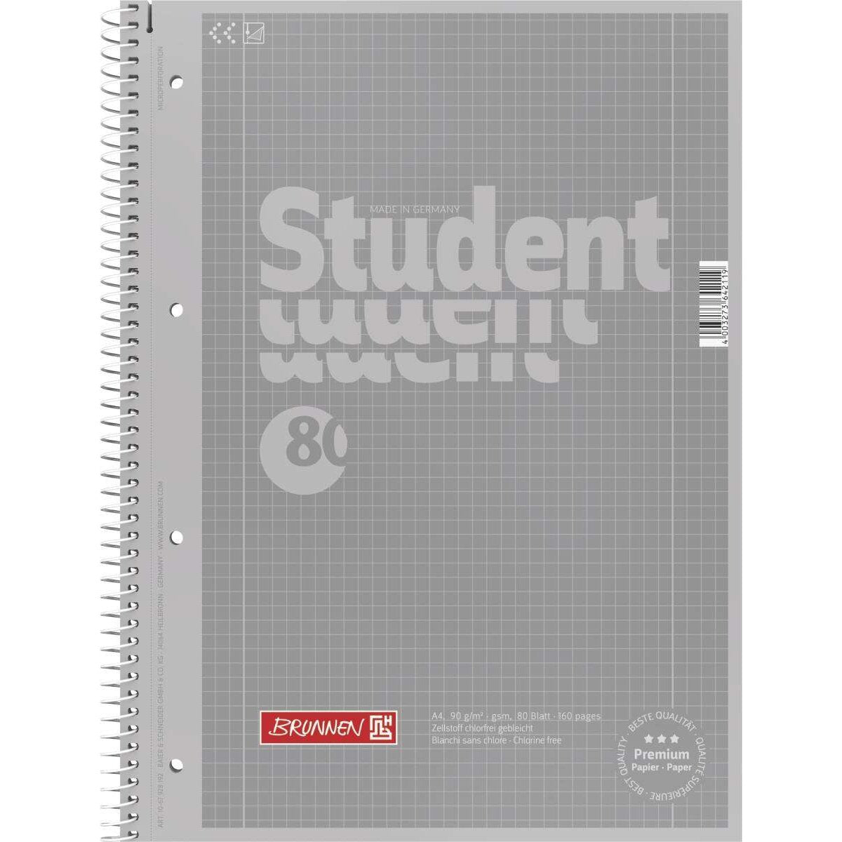 BRUNNEN Collegeblock Colour Code, silver, 90g/m², A4, 80 Blatt