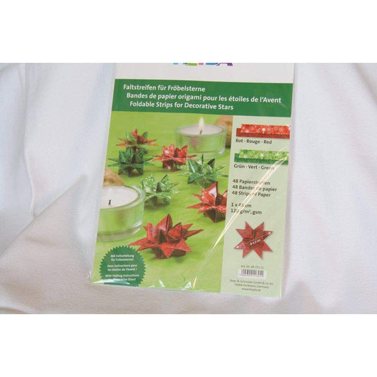BRUNNEN Faltpapier 45x1 Fröbelstern 4x12Stück rot/grün