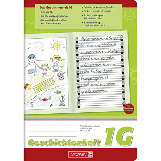 BRUNNEN Geschichtenheft, A5, Liniatur 1G, 16 Blatt