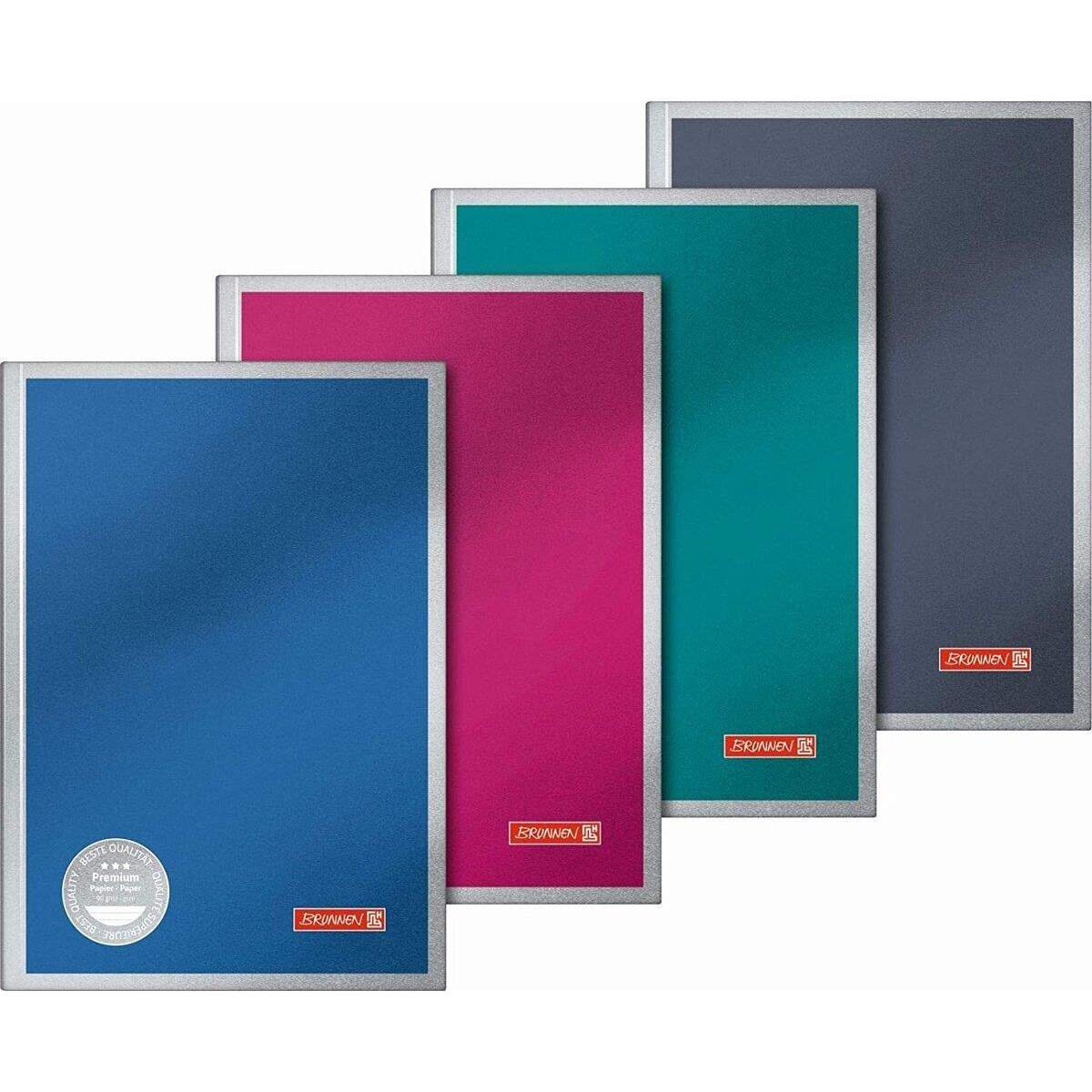 BRUNNEN Notizbuch "Premium Metal" A5, liniert, 96 Blatt, 1 Stück, 4-fach sortiert