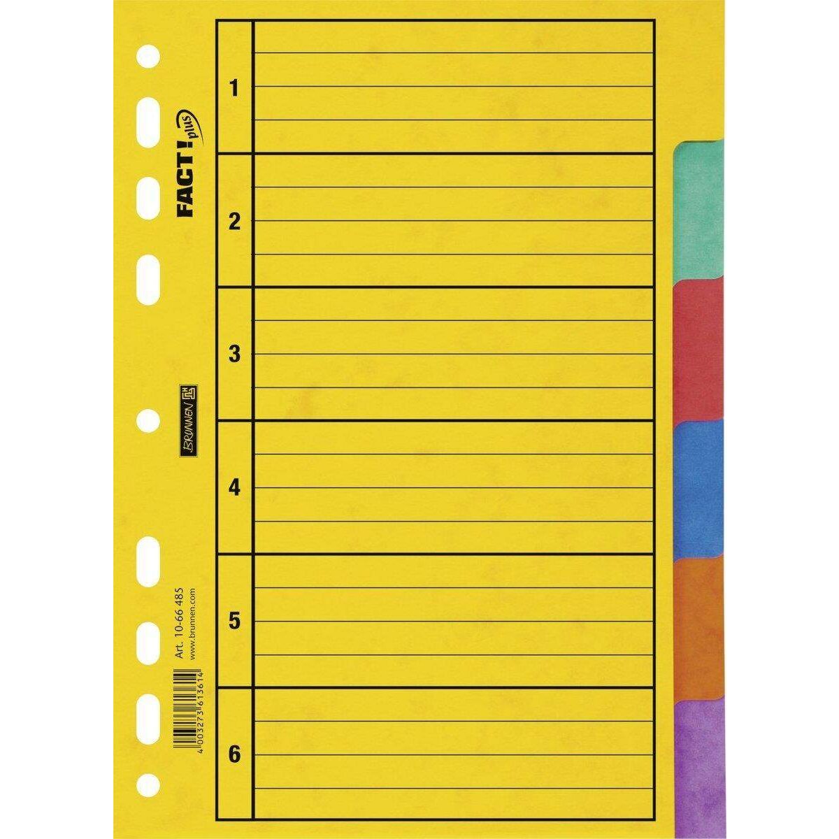 BRUNNEN Ringbuchregister FACT!plus A5, blanko, 6-teilig