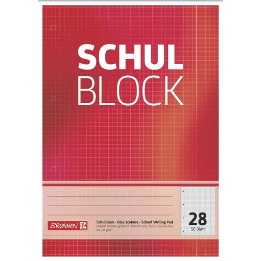 BRUNNEN Schulblock A4 50 Blatt, gelocht, Lineatur 28