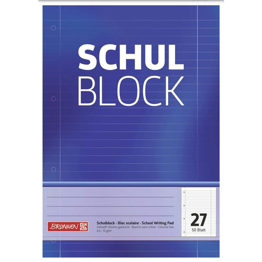 BRUNNEN Schulblock A4, 50 Blatt, gelocht, Lineatur 27