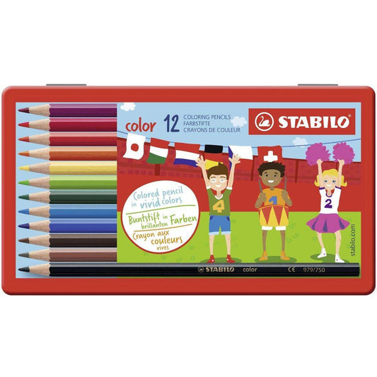 Buntstift - STABILO color - 12er Metalletui - mit 12 verschiedenen Farben