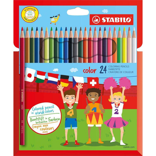 Buntstift - STABILO color - 24er Pack - mit 24 verschiedenen Farben inklusive 4 Neonfarben