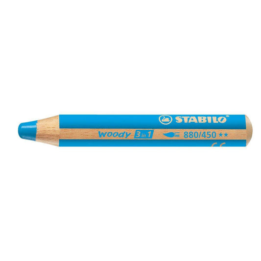 Buntstift, Wasserfarbe & Wachsmalkreide - STABILO woody 3 in 1 - Einzelstift - cyanblau