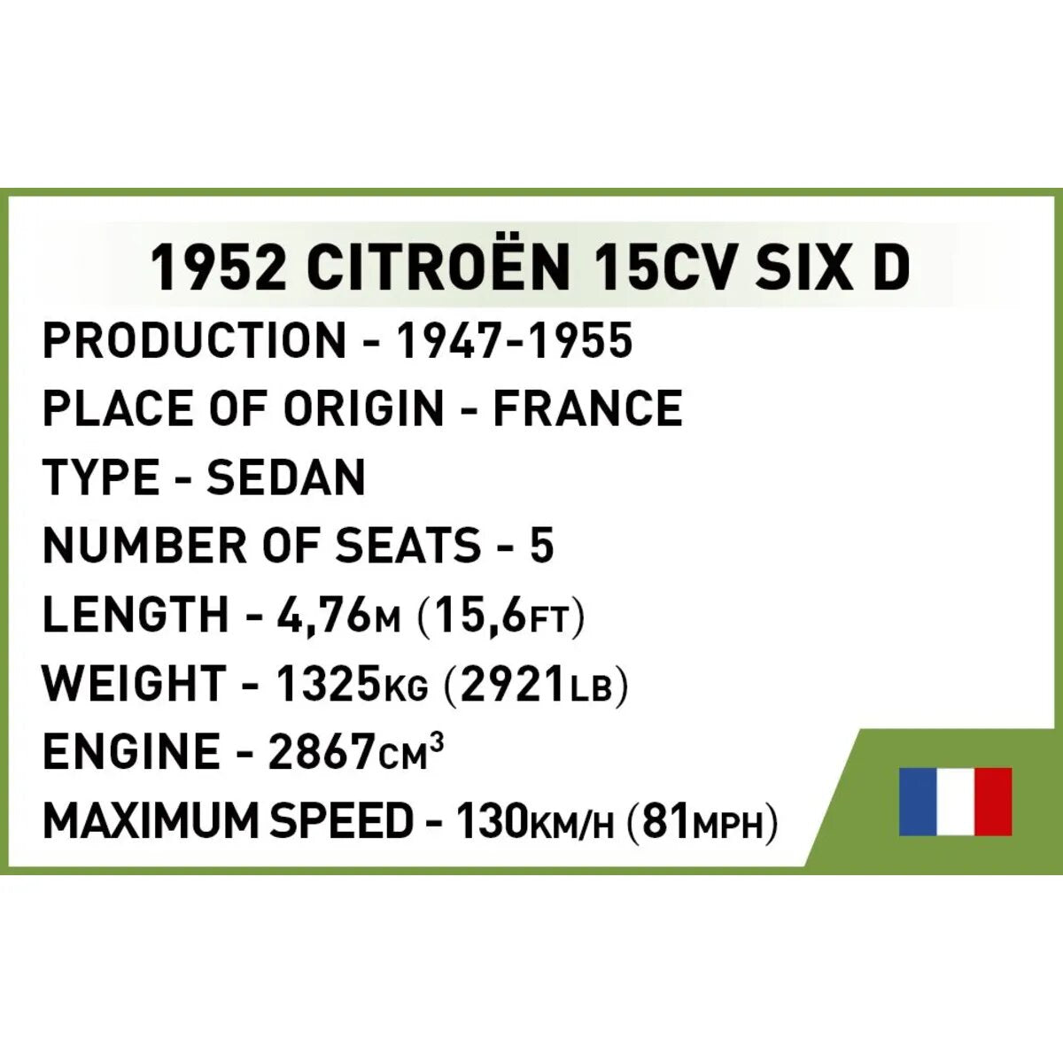 Cobi 2267 Historical Collection - Citroen 15CV SIX D