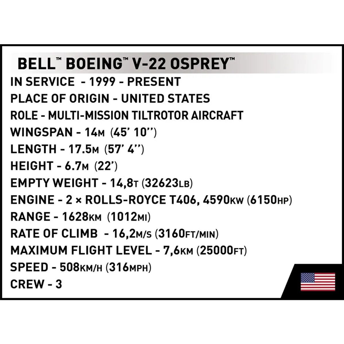Cobi 5835 Armed Forces - Bell-Boeing V-22 Osprey First Flight Edition