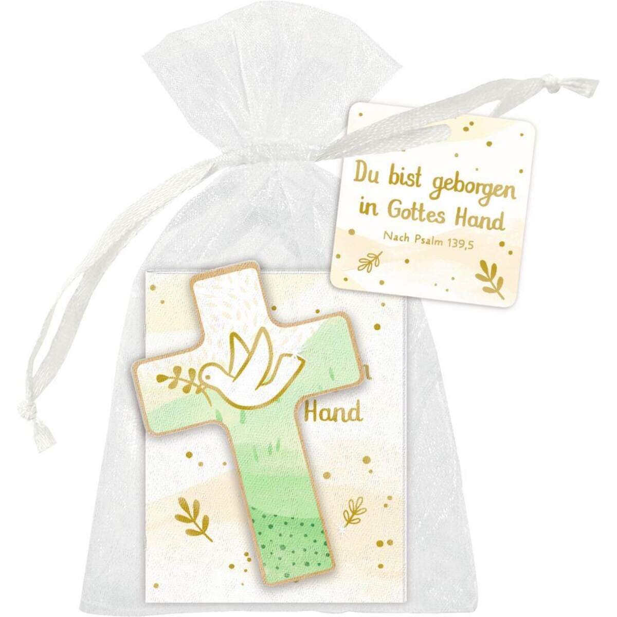 Coppenrath Verlag Holzkreuz auf Büchl.: Du bist geborgen in Gottes Hand, sort.