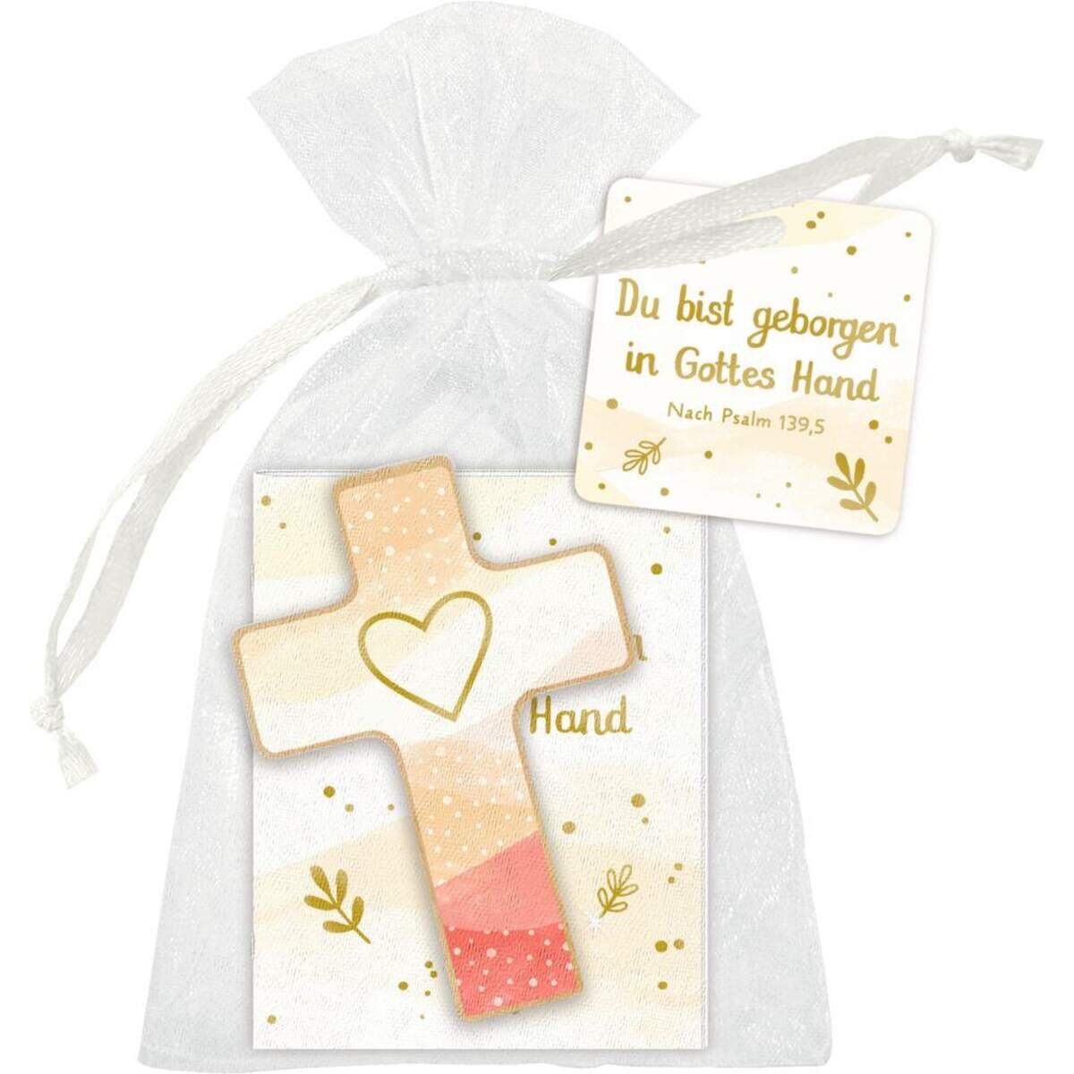 Coppenrath Verlag Holzkreuz auf Büchl.: Du bist geborgen in Gottes Hand, sort.