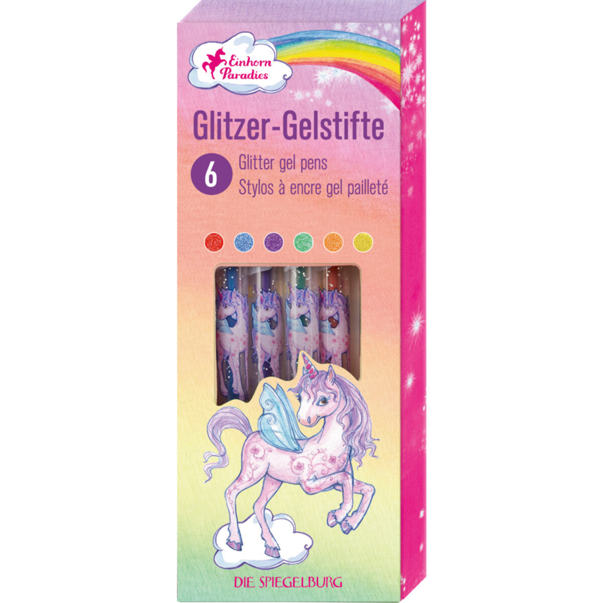 Die Spiegelburg Glitzer-Gelstifte (6 St.) - Einhorn-Paradies