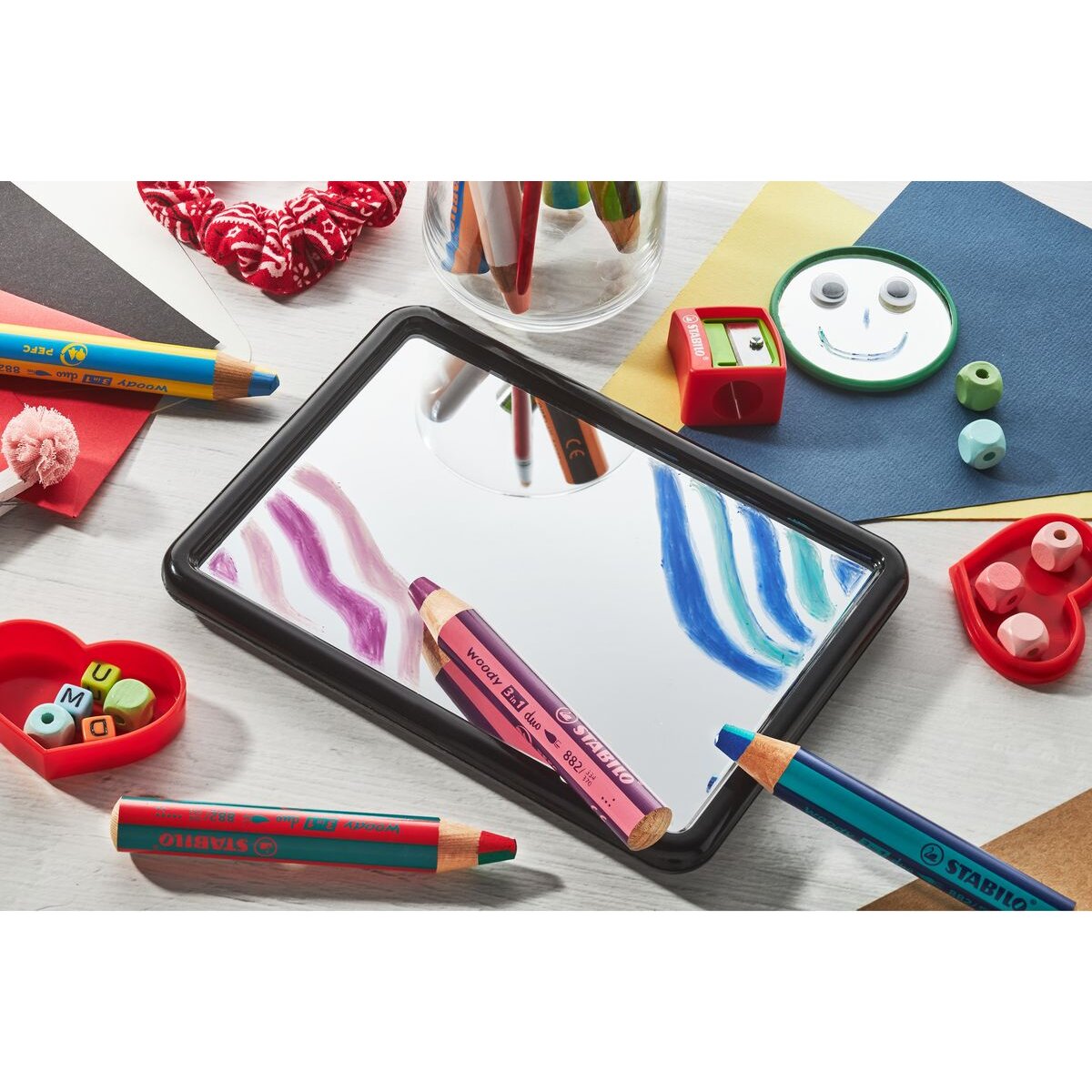 Duo Buntstift, Wasserfarbe & Wachsmalkreide - STABILO woody 3 in 1 duo - zweifarbige Mine - Einzelstift - gelb/violett