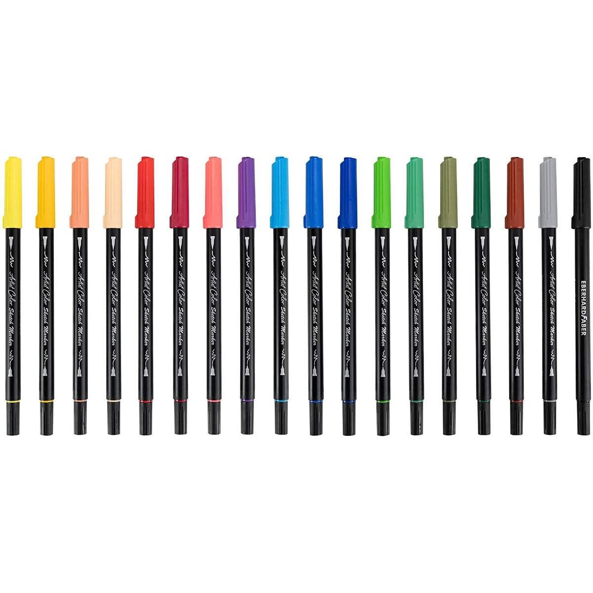 Eberhard Faber Artist Color Sketch Marker Set mit 18 Farben, Fasermaler mit Doppelspitze