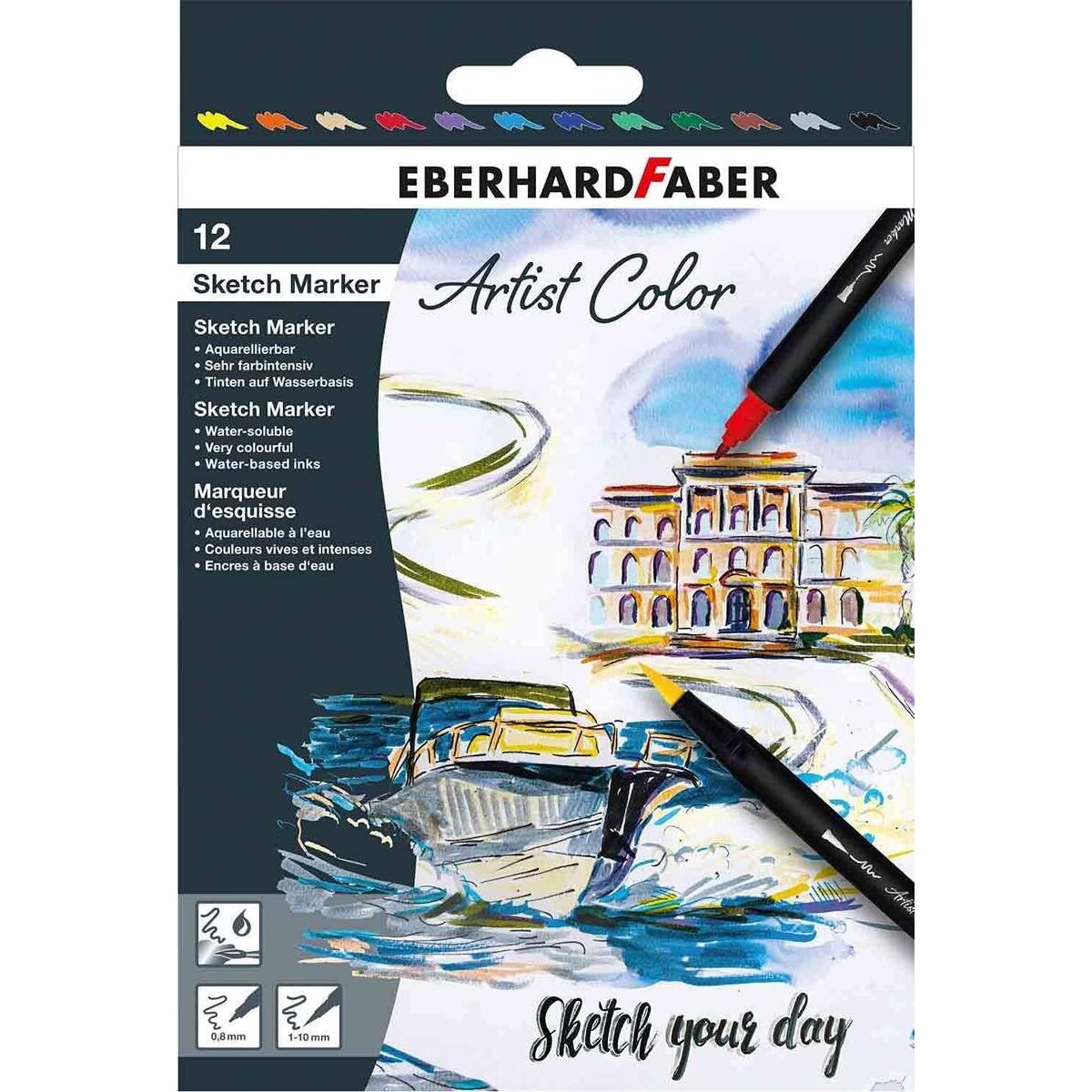 Eberhard Faber Artist Color Sketch Marker Set mit 12 Farben