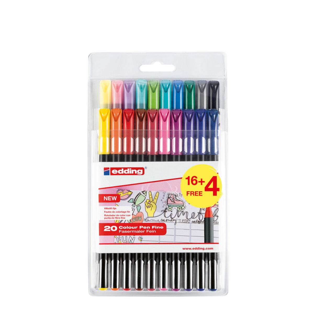 edding 1200 Fasermaler colourpen 16+4 Pastellfarben