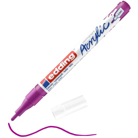 edding 5300 Acrylmarker fein - violett - 1 Acrylstift wasserfest - feine Rundspitze 1-2 mm