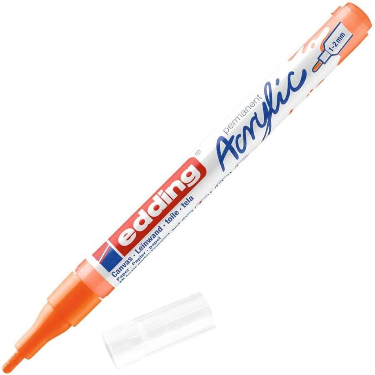 edding 5300 Acrylmarker fein - neon-orange - 1 Acrylstift wasserfest - feine Rundspitze 1-2 mm