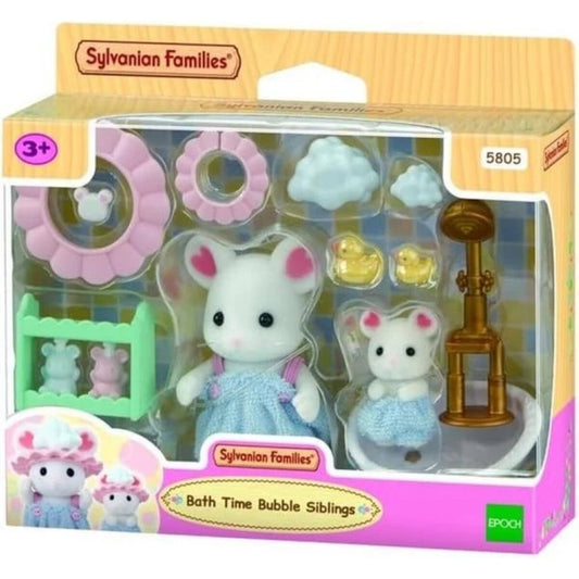 Epoch Sylvanian Families 5805 - Bath Time Bubble Siblings, Marshmallow Mäuse Badespaß Spielset