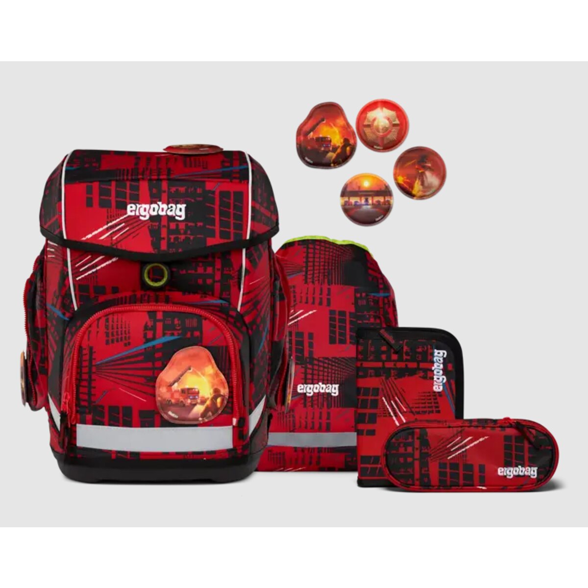 ergobag CUBO Schulrucksack-Set AlarmBärreitschaft, 5-teilig