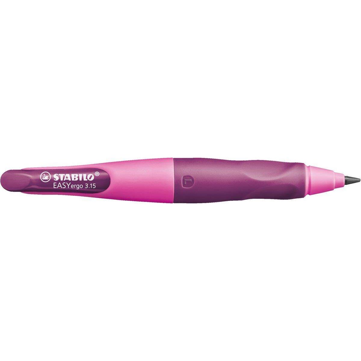 Ergonomischer Druck-Bleistift für Linkshänder - STABILO EASYergo 3.15 in pink/lila - Einzelstift - inklusive 1 dicken Mine - Härtegrad HB & Spitzer