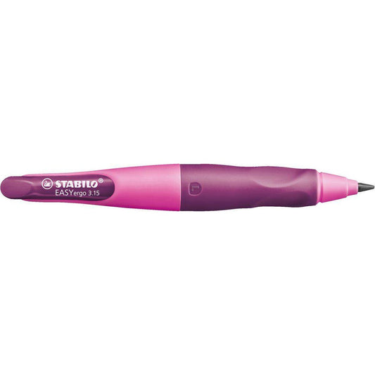 Ergonomischer Druck-Bleistift für Linkshänder - STABILO EASYergo 3.15 in pink/lila - Einzelstift - inklusive 1 dicken Mine - Härtegrad HB & Spitzer