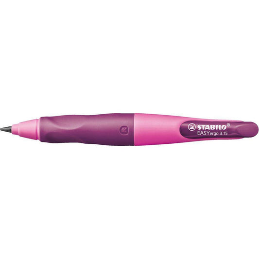 Ergonomischer Druck-Bleistift für Rechtshänder - STABILO EASYergo 3.15 in pink/lila - Einzelstift - inklusive 1 dicken Mine - Härtegrad HB & Spitzer