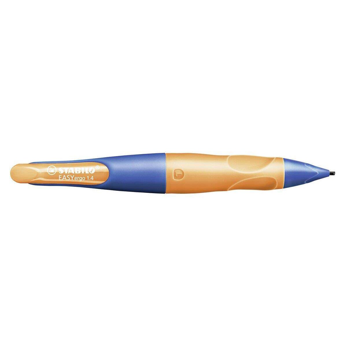 Ergonomischer Druck-Bleistift für Rechtshänder - STABILO EASYergo 1.4 in ultramarinblau/neonorange - Einzelstift - inklusive 3 dünner Minen - Härtegrad HB