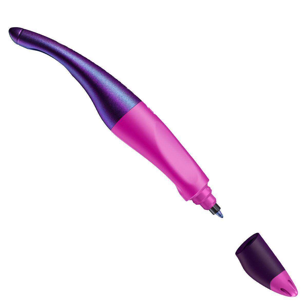 Ergonomischer Tintenroller für Linkshänder - STABILO EASYoriginal Holograph Edition in magenta -  Einzelstift - Schreibfarbe blau (löschbar) - inklusive Patrone